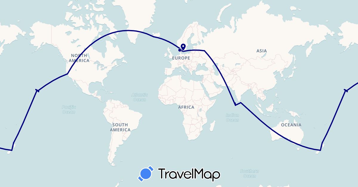 TravelMap itinerary: driving in Australia, Denmark, Iceland, Sri Lanka, Maldives, New Zealand, Russia, United States (Asia, Europe, North America, Oceania)